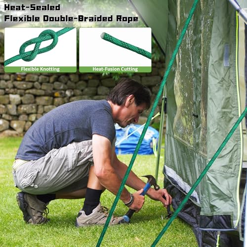 1/2 Inch 100ft Double Braided Polyester Arborist Rope, Heavy Duty Nylon Rope for Anchor, Tree Work, Cargo, Pulling, Sailing (Green) - size: 1/2in x 100ft, style: Green