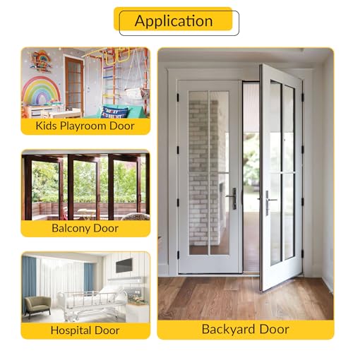 Brixwell Patio Door Handle with Brackets, Chrome Finish with Wood Grip, 6-5/8" Center-to-Center, Easy Installation Residential and Commercial Use, Replacement or New