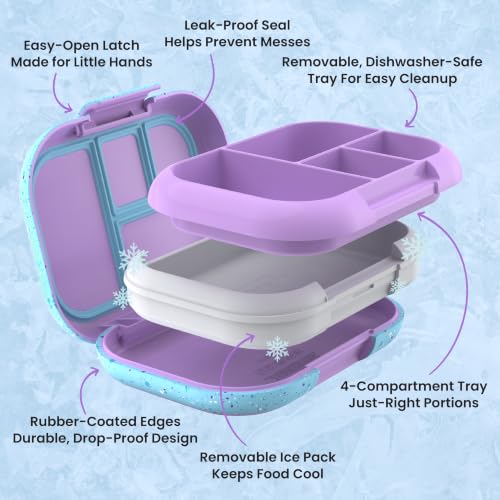 Bentgo Chill Kids 4-Compartment Bento Box Leakproof Lunch Box | Built-In Ice Pack, 3.3 Cup Capacity, BPA-Free, Microwave & Dishwasher Safe Tray, Ideal for Ages 3–7 (Vivid Orchid) - color: Confetti Edition - Vivid Orchid