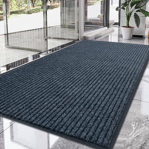 Front Door Mat, 3'x10'Indoor Outdoor Welcome Commercial Floor Mats | Heavy Duty Durable Inside Outside Entrance, Waterproof All-Season, All-Weather Non Slip Backing Doormat for Entryway, Grey - size: 36"x120"