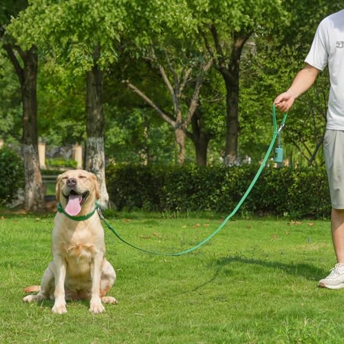 Waterproof Dog Leash with Poop Bag Holder, 5FT/6FT Adjustable Length with 2 Swivel Hooks, Odor-Free & Easy-Clean Dog Lead for Large Medium Small Dogs - color: Dark Green, size: 5FT - 3/5inch Width