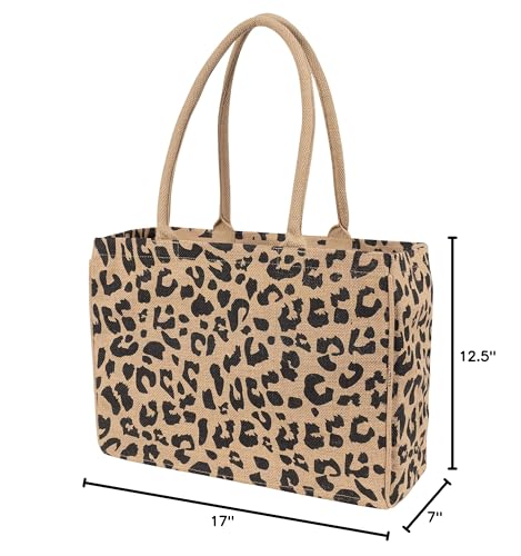 KAF Home Jute Market Tote Bag with Handles (Leopard) - color: Leopard