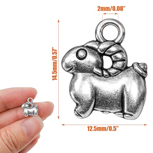 40 Pcs Goat Charm Jewelry Making Silver Bulk Charms Bracelet Small Pendant Bead – Antique Silver Tone Animal Pendant, 3D Cute Mountain Sheep Item, Earring Accessories DIY Jewelry Making Supply Kit