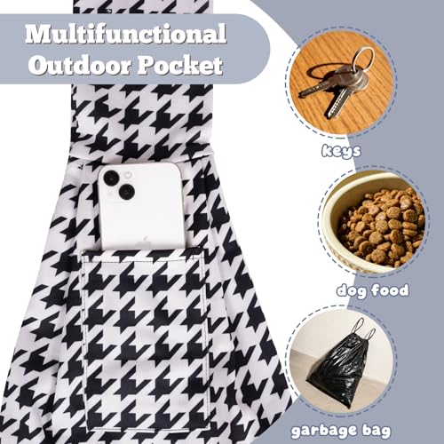 Dog Sling Carrier for Small Dogs and Cats 5–16 lbs, Puppy Carrier Sling with Safety Hook and Storage Pocket, Hands Free Pet Carrier Purse for Travel, Walking, Shopping (Houndstooth) - color: Houndstooth