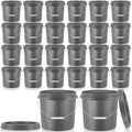 Tioncy 24 Pcs 2 Gallon Plastic Buckets with Lids and Handles,Grey | Storage Pails for Paint, Cleaning, Organizing, Durable Containers, Metal Handles, Plastic Material - color: Gray