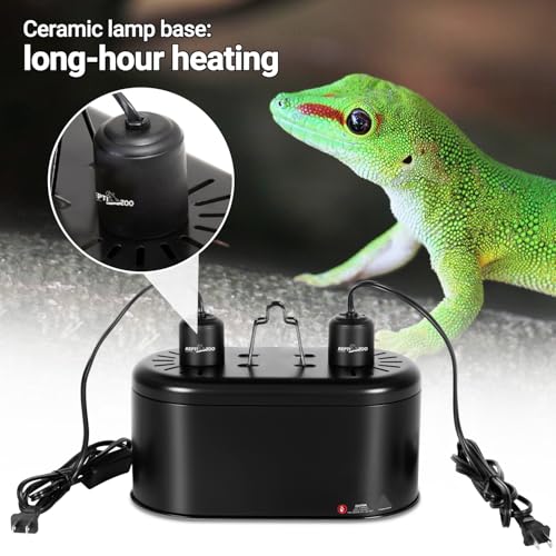 REPTI ZOO Dual Reptile Light Fixture for Reptile Dome UVB Lamp Fixture Dual Reptile Reflector Dome Lamp Cap Combo Integration Design Heat Lighting (Pack of 2) - size: 1 Count (Pack of 2)