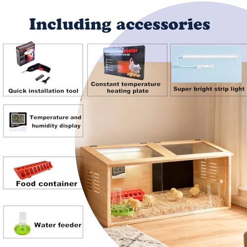 Brooder Box for Chicks,Quail cage,Baby Chicken Supplies,Includes Chicken coop Heater/Quick Installation Tool/Feeding Trough/Water Dispenser, etc,Suitable for Chicks/Duck/Parrot (32" x 16" x 16")