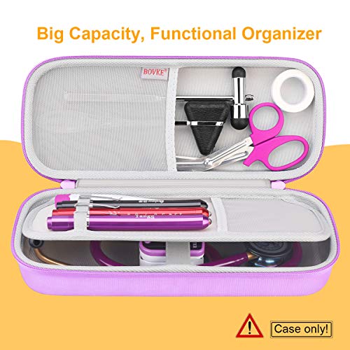 BOVKE Stethoscope Case for 3M Littmann Classic III Monitoring, Lightweight II S.E, Cardiology IV Diagnostic, MDF Acoustica Stethoscopes, Extra Room for Nurse Essentials and Medical Supplies, Purple - color: Purple