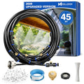 Mellbree Misters for Outside Patio 45FT/14M, Pre-Assembled Misting Cooling System with 12 Brass Nozzles & 3/4" Adapter, Outdoor Mister for Patio, Garden, Greenhouse, Pavilion, Dog House, Chicken Coop - size: 45FT