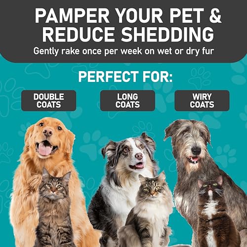 Maxpower Planet Pet Grooming Brush - Double-Sided Undercoat Rake for Dogs and Cats, Extra Wide, Reduces Shedding by 95%, White | White, Dual-Sided, Dematting, Deshedding, Detangling, Removes Dander, Trapped Dirt, Non-Slip Handle - color: White, size: Larg