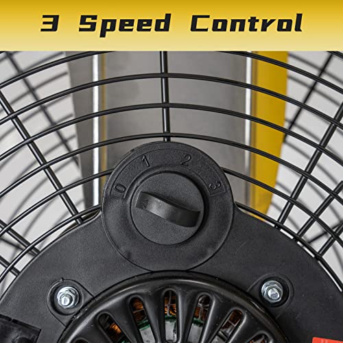 HiCFM 24" Industrial Drum Fan 3-Speed Heavy Duty Metal Air Circulator | 8800 CFM High Velocity Industrial Fan with Casters Handle for Basement Warehouse Factory workshops - style: 24" Drum Fan with Wheels