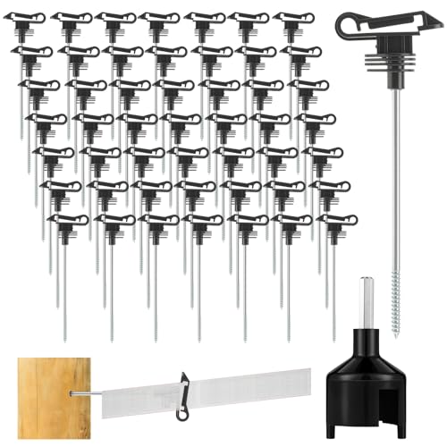 50 Pcs Black Electric Fence Wire Screw-in Insulator and 1 Insulator Socket Tool Labor-Saving Fence Ring Post Wood Post for Tape Rope Electric Wire Animal Agricultural Garden(Functional) - style: Functional