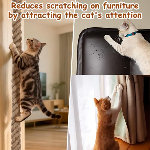 2" x 4.92Ft Cat Climbing Jute Rope with Hook for Wall Mounting | Thick Sisal Material, Ceiling Hanging Option, Heavy Duty Scratching Post Alternative, Indoor Outdoor Active Gym for Kittens - size: 59 IN(1.5M)