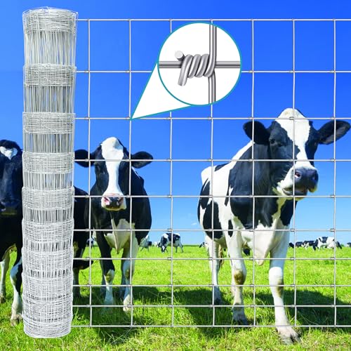 Farm Fence 3ft x 164ft Heavy Zinc Coating Cattle Fence,Galvanized Field Wire Fencing Deer Goat Hog Wire Fencing for Yard Livestock & Animals Protection - size: Silver 36inx164ft