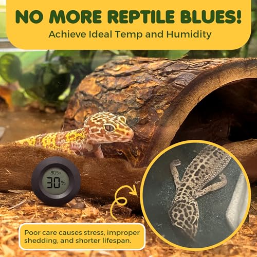 SunGrow Reptile Thermometer with Hygrometer with Digital Display, Accurate Temperature, Humidity Gauge for Snake and Lizard Tanks, Round Clear LCD, Black, 1.8”x1.8”x0.6” - style: Hygrometer Type