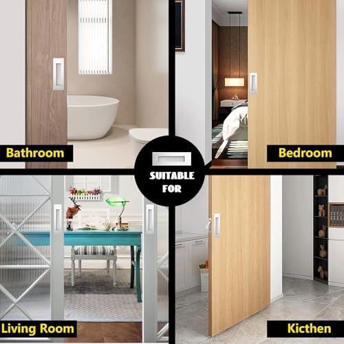bealy Pocket Door Handles and Edge Pull Matte,304 Stainless Steel 6Inch Handles Hardware Latch,Modern Recessed Finger Flush Pulls for Closet,Sliding,Barn Door, Brushed Nickel - color: Brushed Nickel, size: 1 Set（2 Recessed Pull Handle +1 Edge Handles）
