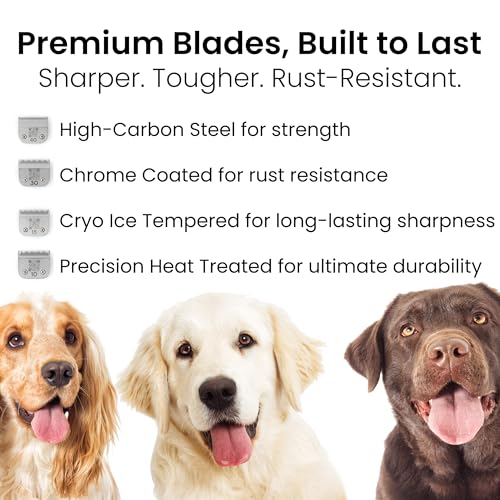 Fresh 4F Dog Grooming Blade, 3/8" (9.6 mm) Cut, Fits Andis, Oster, Wahl A5 Detachable Clippers, High-Carbon Steel with Chrome Coating, Smooth-Cut Blade for a Finished Coat Appearance - size: 4F