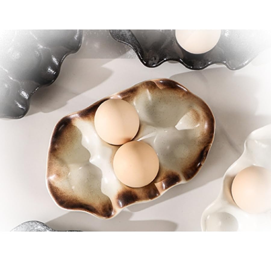 ARFUKA White Ceramic Egg Basket Egg Tray for Refrigerator and Countertop Egg Container Eggs Keeper Storage Organizer