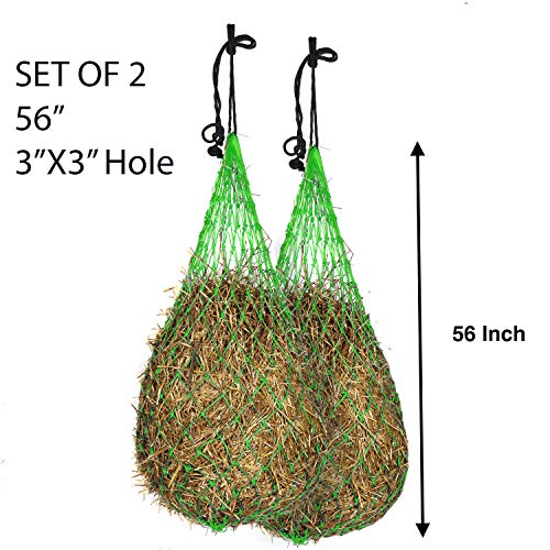Majestic Ally Hay Net, Set of 2, Length - 54”, Holes 3"x3" for Horses - color: Light Green