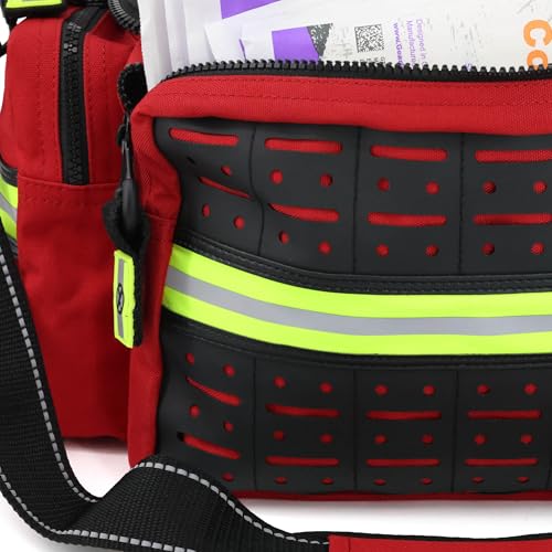 Lightning X Products Lightning X Mid-Sized First Responder EMT Bag | LXMB25 Fully Stocked Aid Kit w/ 200+ BLS Supplies - RED - color: Red