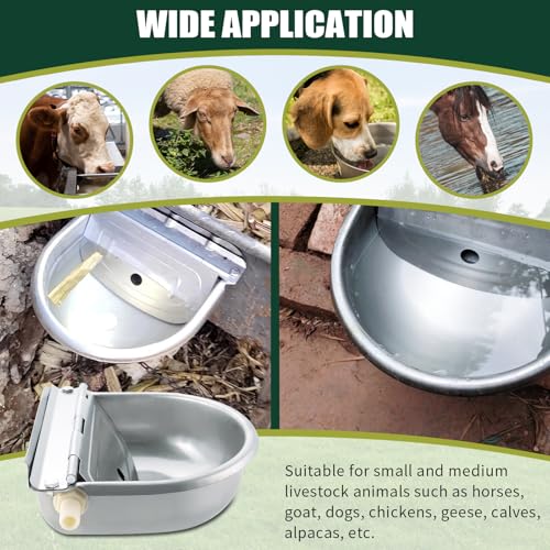 Automatic Animal Drinking Water Bowl, Livestock Waterer | Float Valves, 304 Stainless Steel, 39" Pipe Hose, 1/2" to 3/4" Adapter, Water Trough for Dog, Horse, Goat, Pig, Cow