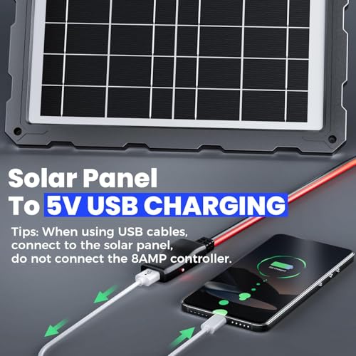 POWOXI 20W 12V Solar Battery Charger Trickle Maintainer Kit for Car | Smart Charge Controller | USB charging cable | Waterproof | Intelligent Safety Protections | for Boat, Marine, RV, Automotive - color: ABS Solar 20W-1