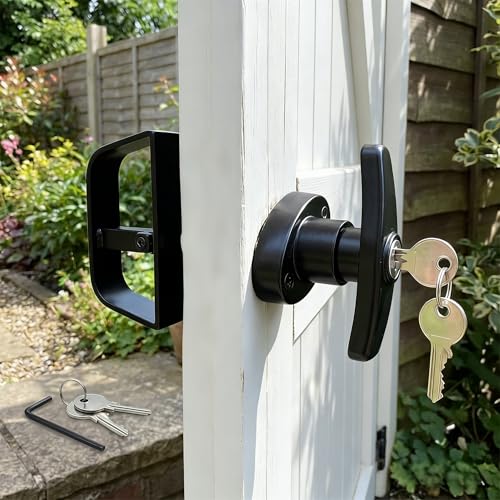 4½" T-Handle Shed Door Lock Handle with Lock Keyed Alike Garage t Handle Shed Latch Hardware Locking Handle 4.5“ T-Handle Lock with 8 Keys self-Drilling Screws and Allen Wrench 2kits - size: 4½" T-Handle Lock 2kits