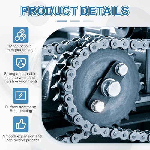 DTGN ANSI#41/ISO 085-1 Roller Chain 20Feet 12.7mm Pitch, Manganese Steel Operator Chains with 2 Connecting Links Pitch for Sliding Gate Mini Bikes Scooters Bike, 480 Links - size: 20Feet Chains with 2 Connecting Links