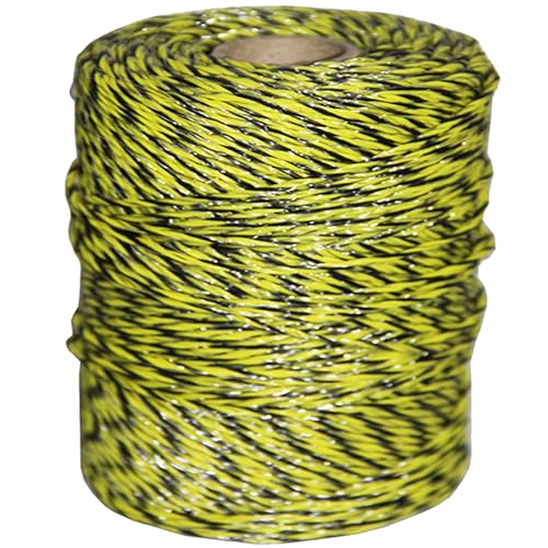 Portable Electric Fence Poly Wire 1312 Feet 400 Meters, 6 Stainless Steel Conductors for Reliable Conductivity, UV Treatment, Rust Resistance - Yellow & Black - size: 1312ft