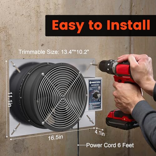 Abestorm 720 CFM Crawlspace Ventilation Fan with Humidistat 10 Inch | Stainless Steel Vent Fans Digital Panel, Temperature Controller with Humidistat for Attic with Isolation Mesh, IP 55 Rated - color: Grey
