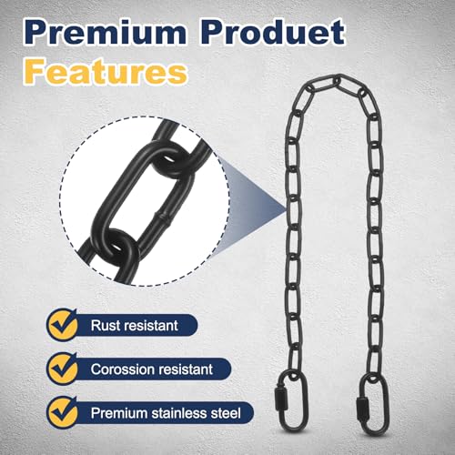 PATIKIL Gate Chain Lock, 34 in x 3mm Dia Alloy Steel Hanging Chain Lock with 2 Clasps for Stall Barn Fence Gate Hammock Swing Punching Sandbag Yoga Gym, Black