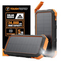 ToughTested 24000mAh Solar Power Bank, LED Flashlight, USB-C Fast Charging | Fast charging power bank with LED flashlight and IP66 rugged protection for camping, travel, and emergencies