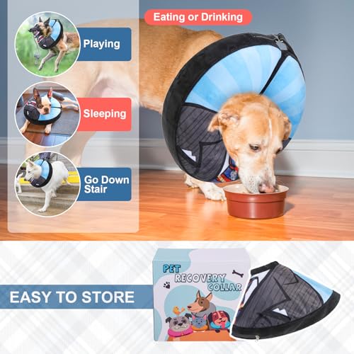 BEAUTYZOO Dog Cone Collar Alternative After Surgery,Pet Neck Donut E‑Collar - color: Black Suit, size: S(Neck:11"-13")