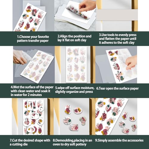 OLYCRAFT Mexican Traditional Pattern Clay Transfer Paper - 24 Pcs for Polymer Clay Jewelry Making - style: Mexican Pattern