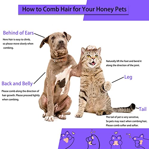 Pet Grooming Brush for Cats & Dogs, Self-Cleaning Undercoat Deshedding & Massage Tool, Purple - color: Purple