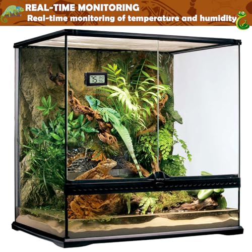 Vodolo Reptile Thermometer and Humidity Gauge,4PCS Digital Adhesive Reptile Hydrometer Thermomete Tank Accessories Pet Supplies for Tortoise Habitat,Chameleon Cage,Iguana,Tree Frog Terrarium - size: 4PCS Rectangular