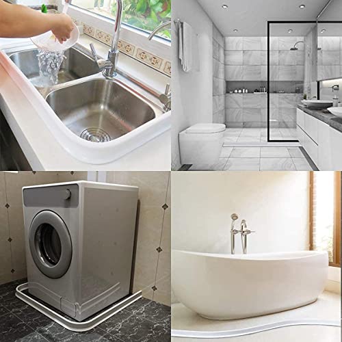 39Inch Collapsible Shower Threshold Water Dam 2" High Shower Barrier Water Stopper 2" Tall Shower Water Guard To Keep Water In Shower Dry And Wet Separation Bathroom Wheelchair Accessible - color: White, style: 39inch