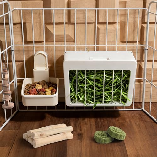 RUBYHOME Rabbit Hay Feeder Guinea Pig Food Feeder Adjustable Height Rabbit Feeder Guinea Pig Food Bowl Complete Bunny Bundle Bunny Accessories for Rabbits, Guinea Pigs, Chinchillas