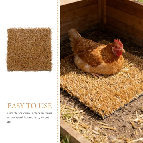 DECHOUS Chicken Nesting Box Pads 6 Pack Washable Reusable Artificial Grass Nesting Mats for Chickens 12.00 X 11.81 X 0.98In Nest Pads for Chicken Nesting Boxes Coop Bedding