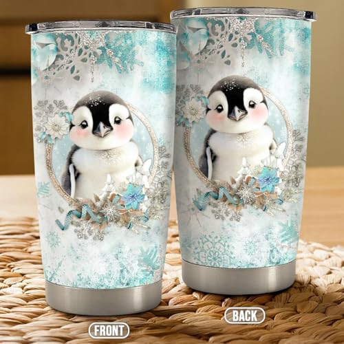 SANDJEST Penguin Tumbler 20oz Stainless Steel Insulated Coffee Travel Mug Cup for Women Girls Penguin Gifts for Birthday Christmas - color: Penguin