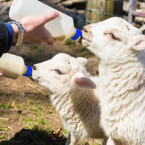 Baby Goat Nipple, 20 Pieces Goat Lamb Teat Feeder Bottle Topper Feeding,Soft Rubber Goat Milk Drinking Nipple for Nursing Lambs,Puppy (Blue, 20 Pieces) - color: Blue