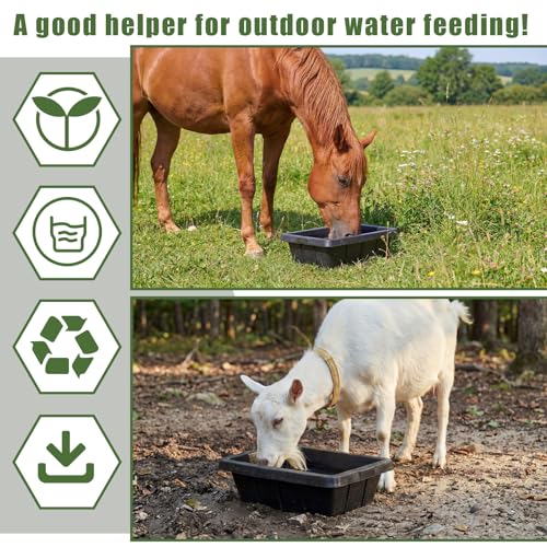 Sadnyy 3 Pcs Rubber Feeder Pan, Horse Feed Bucket Rubber Feed Pan Large Utility Heavy Duty Horse Trough Feeder for Goats Horses Livestock Animal Feeding(7.39 Qt/ 1.85 Gallon) - size: 7.39 Qt/ 1.85 Gallon