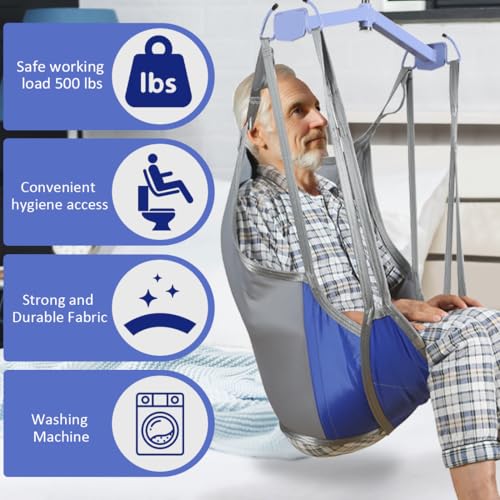 EZ Assistive Patient Lift Sling,Divided Leg Sling with Low or High Back, Lift Sling for Transfer and Positioning and Lifting, 500lb Weight Capacity (Large-Low Back) - size: Large-Low Back