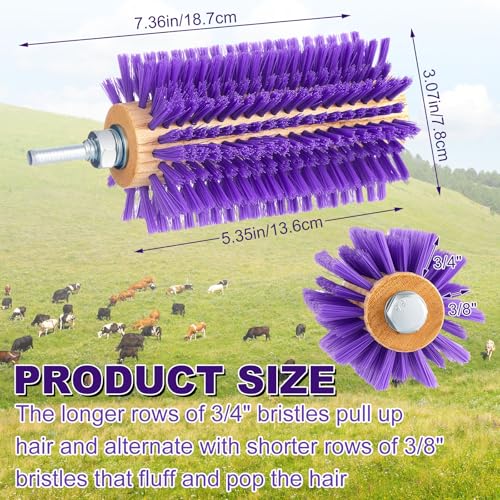 Willinglong 2 Pcs 5.35 inches Livestock Mini Drill Scratch Brush Purple Brush Grooming Kit Suitable for Cattle, Cows, Horses, Sheep and Pigs - size: 5.35 Inch