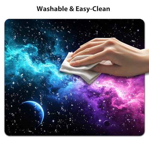 Cosmic Galaxy Nebula Mouse Pad 9.5" x 7.9", Purple & Teal Space Stars Cute Desk Mat, Dreamy Night Sky - color: Cosmic Galaxy
