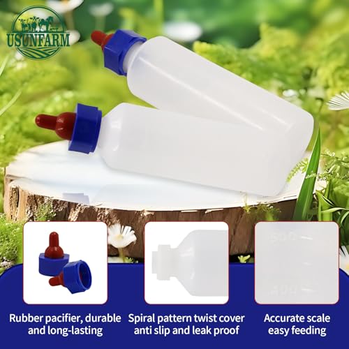 2PCS 500ml Calf Nursing Feeder Bottle with Rubber Nipple Milk Feeder Feeding Bottles,Farm Goat Calf Sheep Milk Feeder Livestock Tools (500ml 2pcs) - size: 1 Count (Pack of 2)