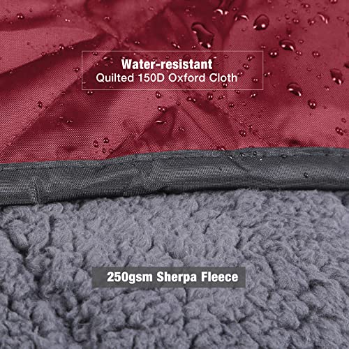 REDCAMP Large Camping Blanket with Sherpa Lining, Wine Red 79"x59" | Cold Weather Warm Thick Outdoor Blanket Comfy Foldable & Windproof for Camping Stadium,Car,Picnics,Pet,Trip,Machine Washable - color: 59"x 79" Red
