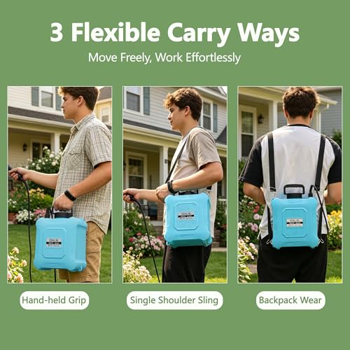 Battery Powered Sprayer 2 Gallon Electric Garden Sprayer for Plants & Weeds | Spray plants, tackle weeds & patios. USB-C rechargeable, 6 nozzles, stainless steel wand for all outdoor tasks. - color: BLUE