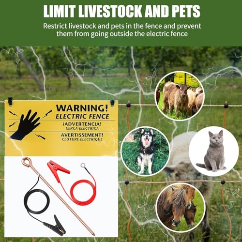 Electric Fence Wire Connect The Energizer and Electric Fence Charger Solar Fence Charger Solar Powered Electric Fence, Solar Electric Fence (6FT(Wire+Grounding Rod)) - style: 6FT(Wire+Grounding Rod)