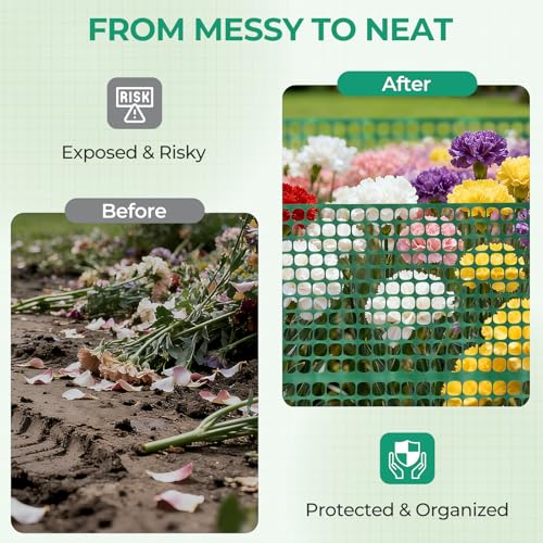 Ohuhu 4'x50'/ 7.5LB Heavy Duty Plastic Garden Fence Safety Fence, Green | Reusable HDPE Netting Plastic Mesh Fence Roll, Temporary Fencing for Animal Barrier Construction Fence Poultry Dogs Deer - color: Green, size: 4' x 50' (7.5 lb/roll)